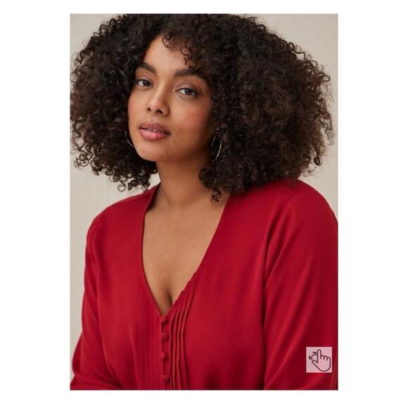 Torrid Burgundy Red Georgette Pintuck Button Front Blouse Sz.1 - Picture 3 of 13